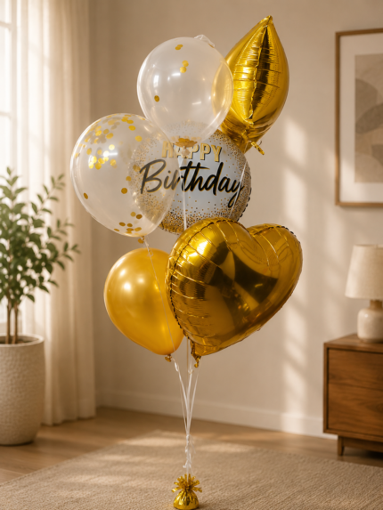 Customized Gold and white balloons